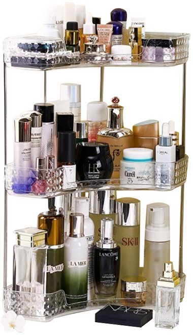 투명 아크릴 화장품 쥬얼리 수납 정리 코너 선반, 화이트, 1개