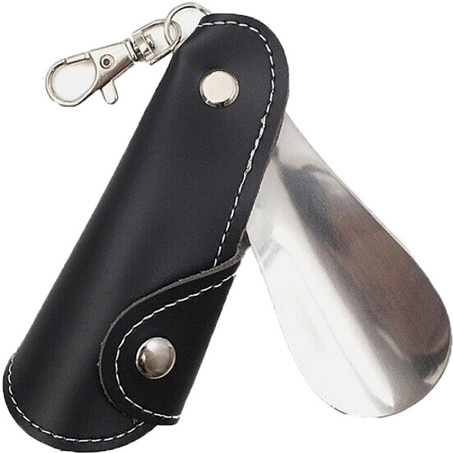 바코젤 휴대용 가죽 구두주걱, 블랙, 1개