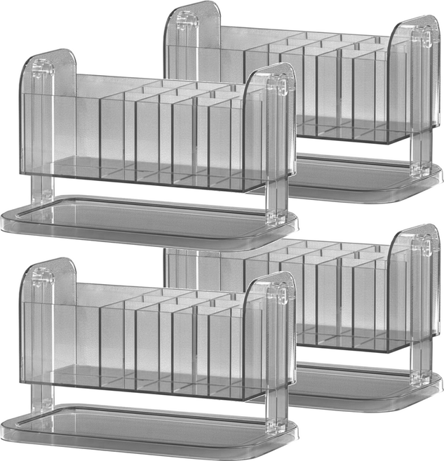 Mini 嚴選 透明可旋轉化妝品收納壓克力置物盒 CN0470-G, 4個, 灰色