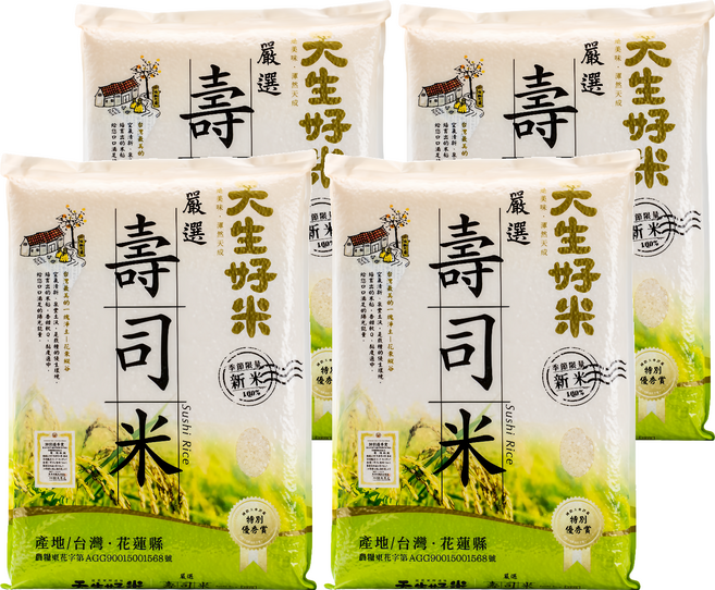 天生好米 嚴選壽司米, 4kg, 4包, CNS二等