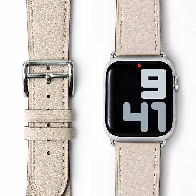 누아트 애플워치 호환 싱글투어 가죽스트랩, 크림, 1개