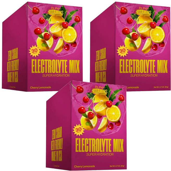 Dr.Prices 普萊斯醫師 電解質包 櫻桃檸檬口味, 2.7g, 90包, 3盒