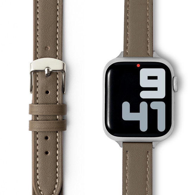 누아트 애플워치 호환 스트랩 싱글 투어 슬림 레더 브레이슬릿, 모카, 1개