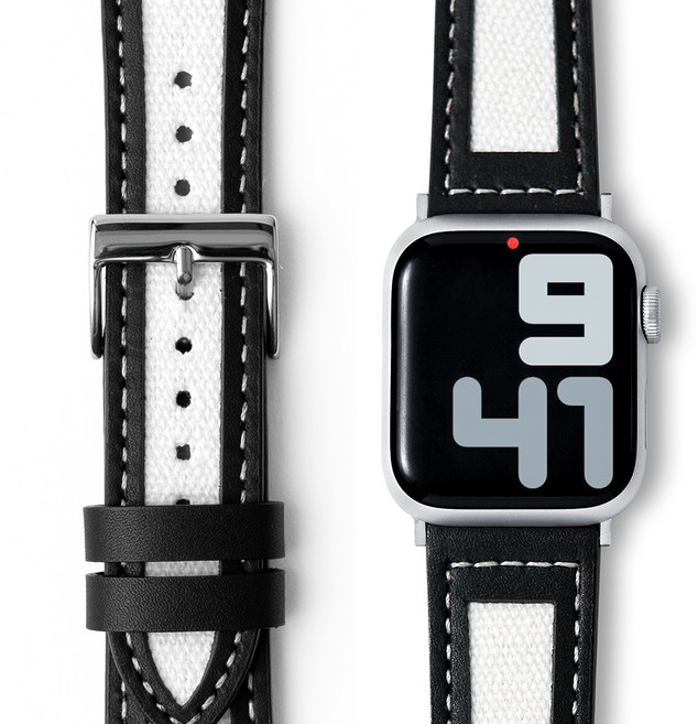 NUART Apple Watch 相容帆布皮革錶帶, 黑色, 1個