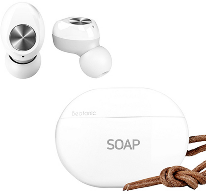 앱코 BEATONIC 블루투스 이어폰, SOAP, 화이트