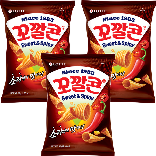 Kokkal Corn 玉米脆角 甜辣味, 67g, 3包