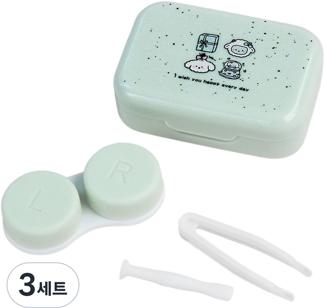 라피던트 포켓 프렌즈 렌즈 케이스 + 집게 + 뽁뽁이 세트, 그린, 3세트