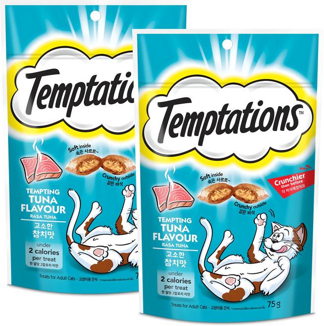 템테이션 고양이 스낵, 고소한 참치맛, 75g, 2개