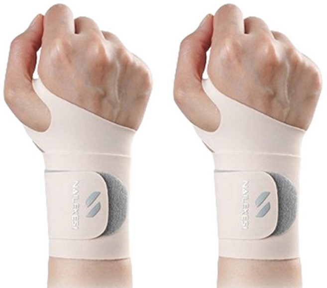 코지웰 스포츠 압복 스킨핏 손목보호대 팔목 손목 아대 HP1086, 2개, 베이지