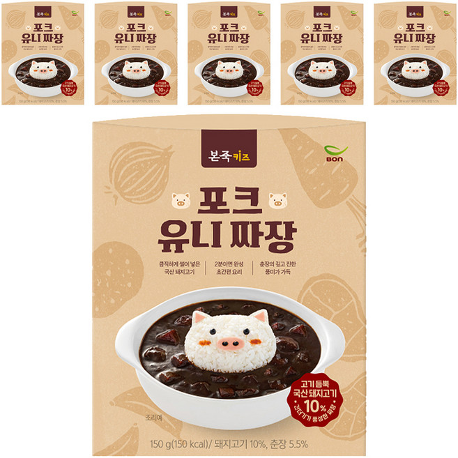 본죽 키즈 포크 유니 짜장, 150g, 6개