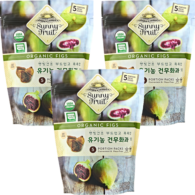 써니후르츠 유기농 건무화과 파우치 5p, 250g, 3개
