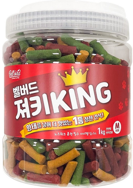 벨버드 강아지 가수분해 져키킹 M, 혼합맛(황태/연어/참치/오리/치즈), 1kg, 1개