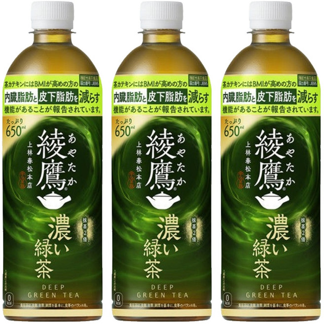 綾鷹 日本境內版 濃綠茶 無糖, 650ml, 3個