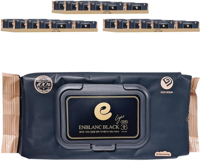 enblanc 極厚黑珍珠 純水濕紙巾隨身包 掀蓋式, 36張, 30包