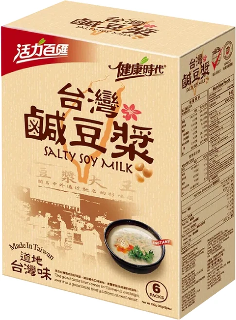 健康時代 台灣鹹豆漿 葷 32g x6包, 192g, 1盒
