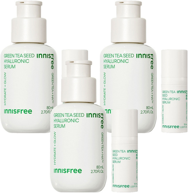 INNISFREE 綠茶籽玻尿酸保濕精華 80ml+10ml, 3組
