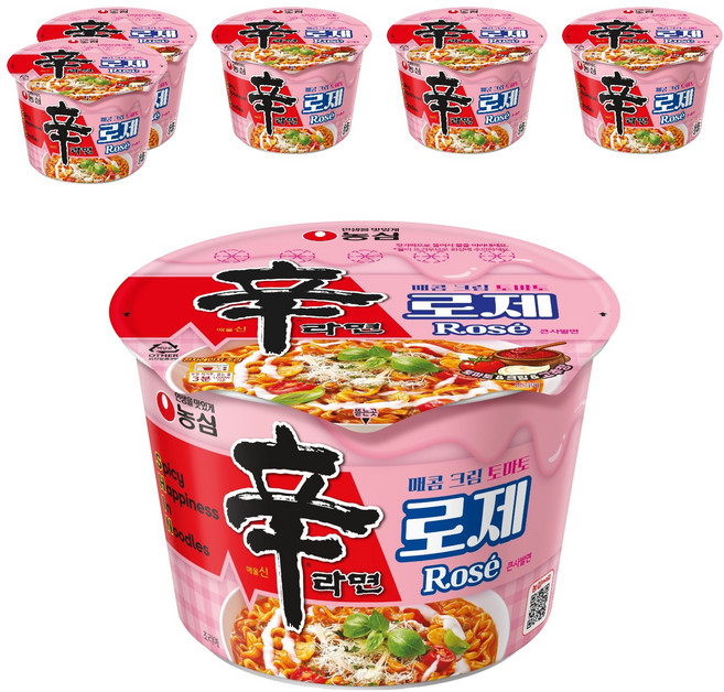 신라면 로제 큰사발면 108g, 6개