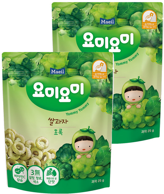 Maeil 每日乳業 Yommy Yommy 圈型米餅 9個月以上, 白葡萄青花菜味, 25g, 2包