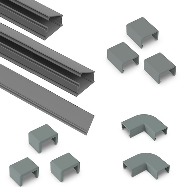 선바로 열고닫는 사각 전선 몰딩 풀 패키지 2호 3m, 그레이, 1개