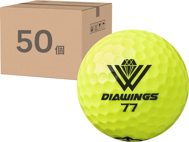 DIAWINGS 高回彈遠距專用高爾夫球 2層 42.8mm M3, 黃色, 50個, 1組