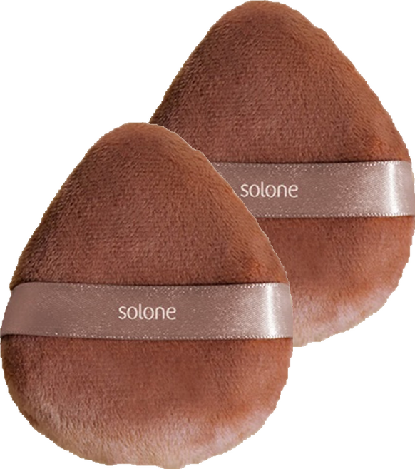 Solone 台灣公司貨 特級植絨/泰迪長絨定妝撲, 咖色, 2個