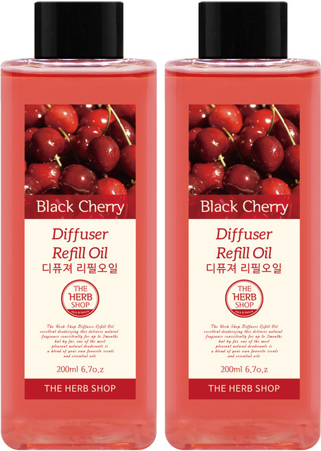 더허브샵 디퓨저 리필오일, 블랙체리, 200ml, 2개