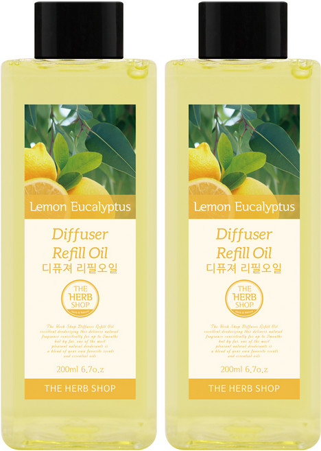 더허브샵 디퓨저 리필오일, 레몬유칼립투스, 200ml, 2개
