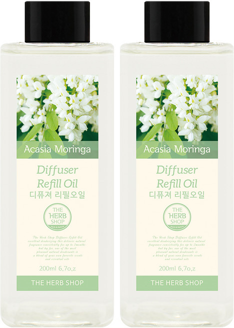 더허브샵 디퓨저 리필오일, 아카시아모링가, 200ml, 2개