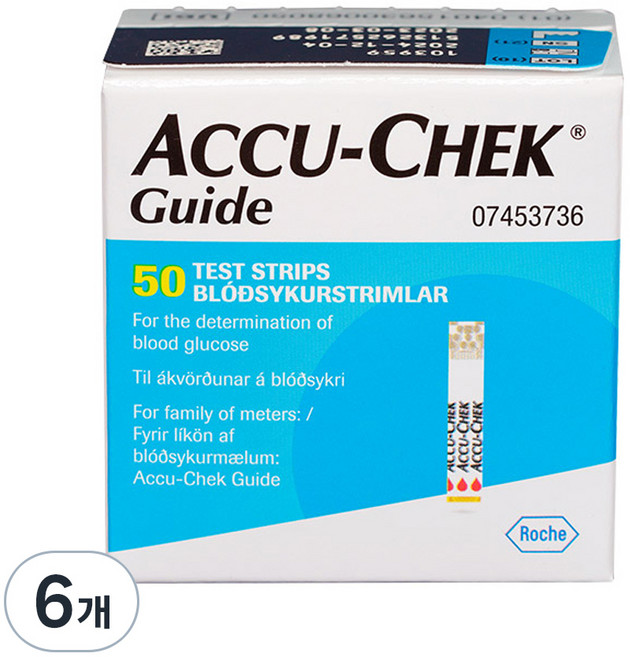로슈 아큐첵 가이드 혈당시험지, 6개, 50개입