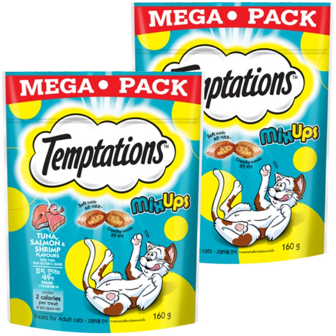 템테이션 고양이 스낵, 혼합맛(참치/연어/새우), 160g, 2개