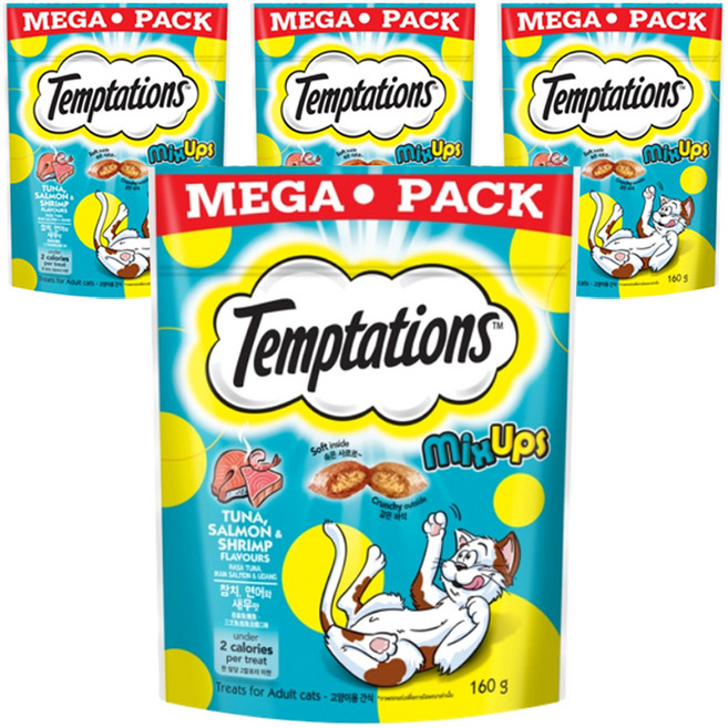 템테이션 고양이 스낵, 혼합맛(참치/연어/새우), 160g, 4개