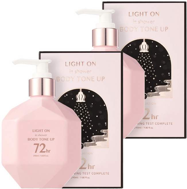 비오엠 라이트 온 인 샤워 바디 톤업 바디로션 베이비파우더향, 290ml, 2개