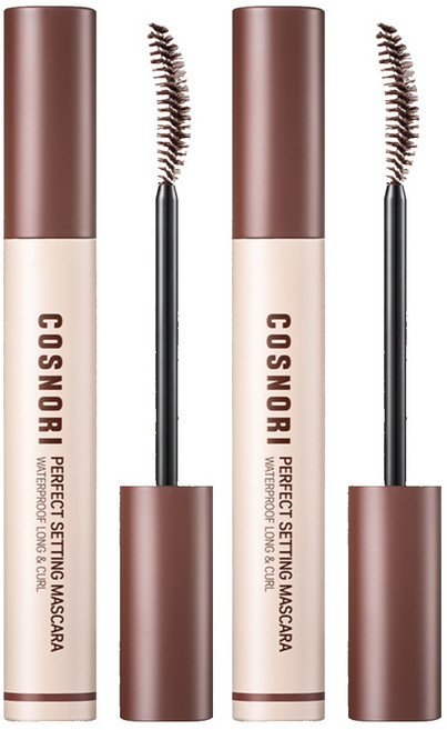 코스노리 퍼펙트 세팅 워터프루프 롱앤컬 마스카라 7ml, 02 코지브라운, 2개