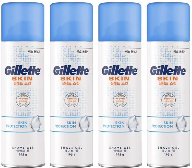 질레트 정품 스킨텍 쉐이빙젤, 195g, 4개