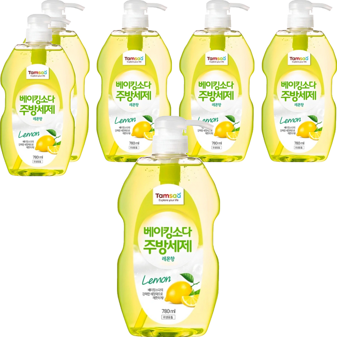 Tamsaa 小蘇打蔬果碗盤洗潔精 檸檬香, 780ml, 6瓶
