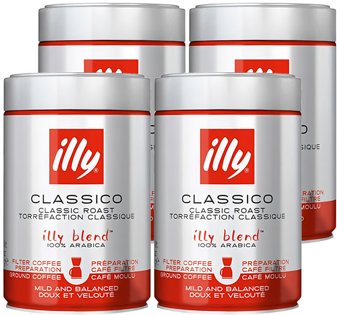illy 意利 中培濾泡咖啡粉, 250g, 4罐