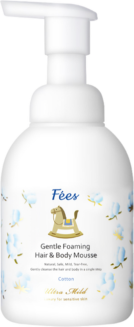 Fees BEBE 嬰兒洗髮沐浴泡泡 清新舒棉, 400ml, 1瓶