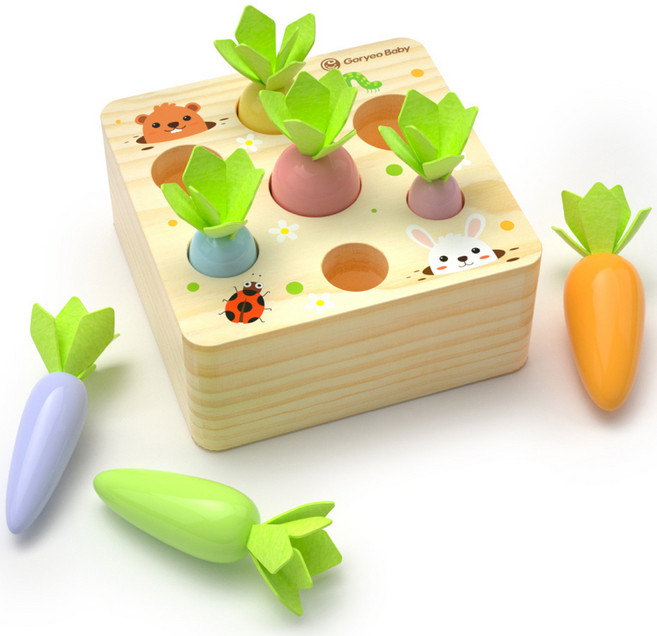 고려베이비 레인보우 당근뽑기 원목장난감, 혼합색상, 1개