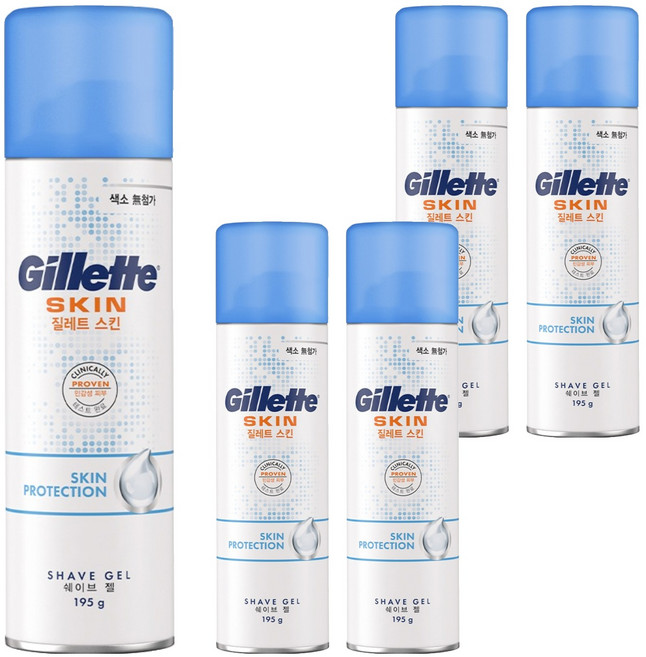 질레트 정품 스킨텍 쉐이빙젤, 195g, 5개