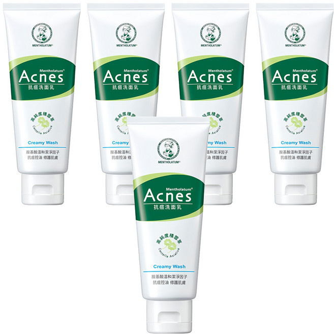 MENTHOLATUM 曼秀雷敦 Acnes 台灣公司貨 抗痘洗面乳, 100g, 5條
