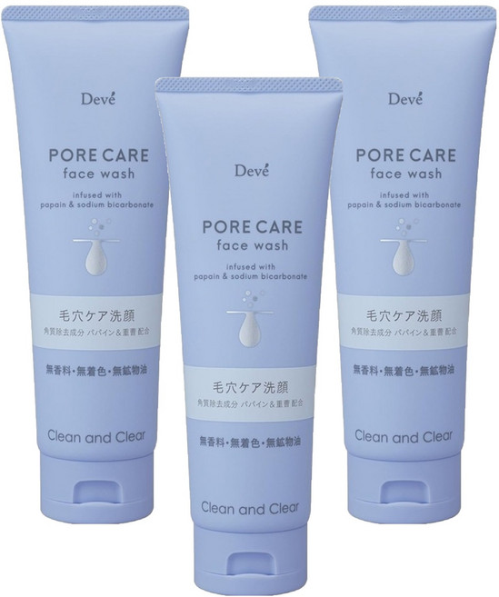 KUMANO 熊野油脂 DEVE 毛孔淨緻洗面乳 藍色, 170g, 3條