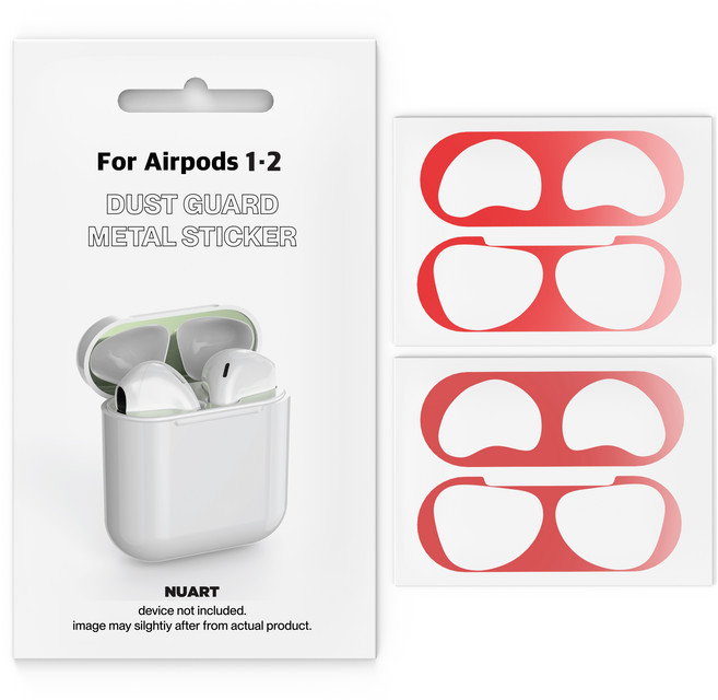 누아트 에어팟 메탈철가루 방지스티커 2개입, 메탈레드, 2개