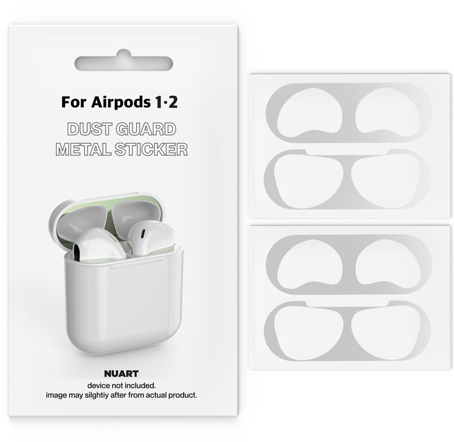 누아트 에어팟 메탈철가루 방지스티커 2개입, 메탈실버, 1세트