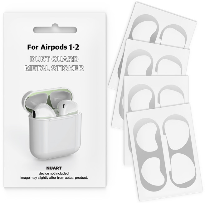 누아트 메탈 철가루 방지스티커 4개입, 에어팟1세대 / 2세대, 실버, 1개