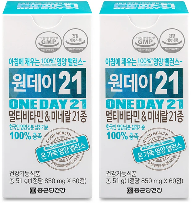 종근당건강 원데이21 멀티비타민 앤 미네랄, 60정, 2개 - 쿠팡