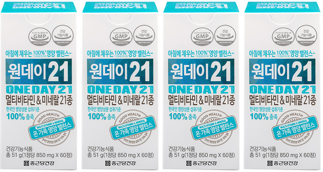 종근당건강 원데이21 멀티비타민 앤 미네랄, 60정, 4개