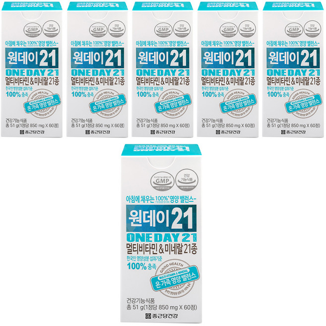 종근당건강 원데이21 멀티비타민 앤 미네랄, 60정, 6개