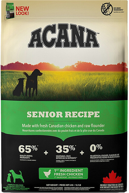 ACANA 愛肯拿 老犬 無穀配方乾飼料, 放養雞肉 + 新鮮蔬果, 6kg, 1袋