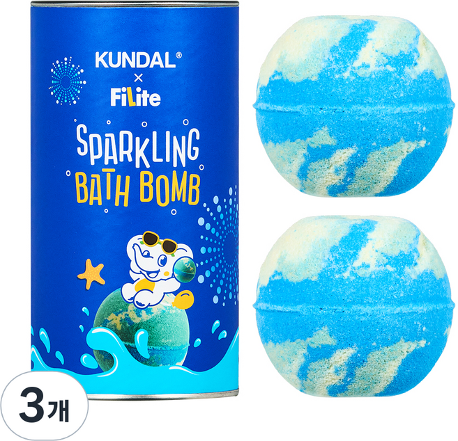 쿤달 필라이트 버블 앤 스파클링 배쓰밤 아쿠아키스 2p, 3개, 400g