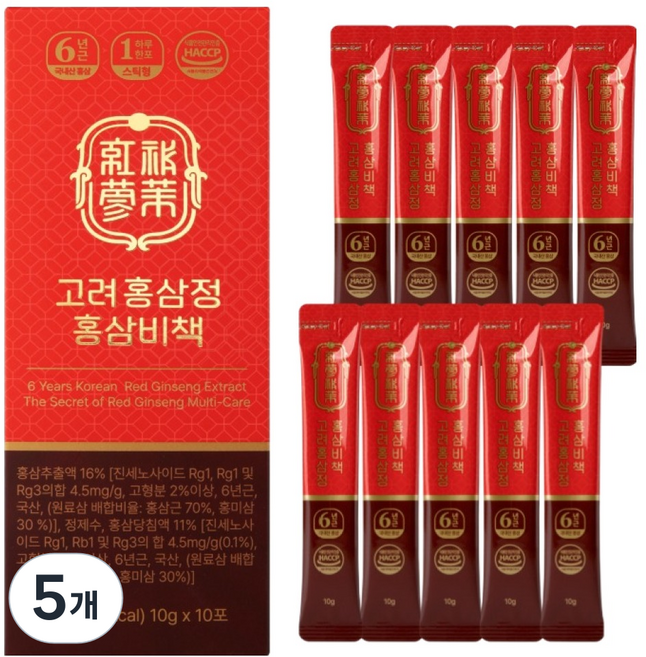 고려홍삼정 홍삼비책 10p, 5개, 100g